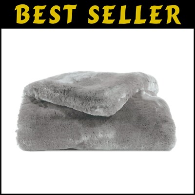 Dove Grey Faux Fur Cuddle Throw - Plush & Cozy 60