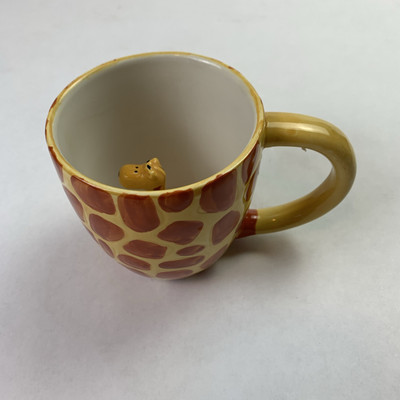 Pier 1 Imports Giraffe Surprise Inside Coffee Cup Mug Peek a Boo Hand Painted-image