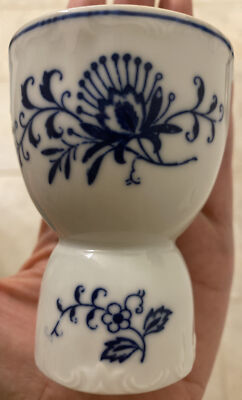 Vtg Blue Dresden Double Egg Cups 1957 Sphinx Import-image