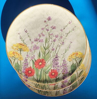 Three Pier 1 Imports Botanical Garden SW Dinner Plates Floral Earthenware 11”-image