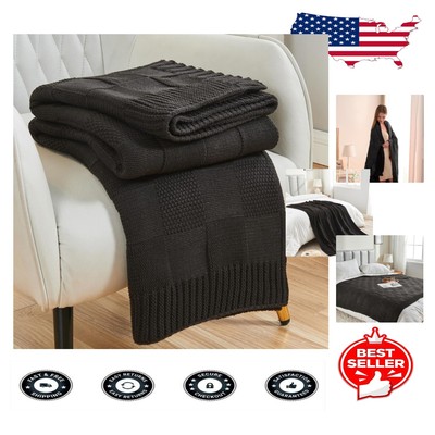 Elegant 60'' x 80'' Reversible Knit Throw Blanket - Soft & Cozy for Living Rooms-image