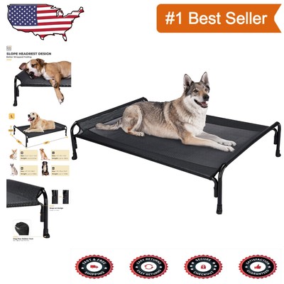 Cozy Elevated Dog Cot - Slope Headrest for Comfort, Ideal for Large Breeds-image