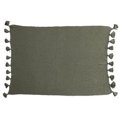 Cotton Knit Tassels, Olive Green Throw Blanket-image