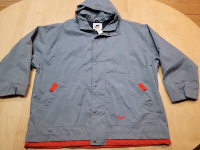 Vintage Nike Hoodie Full Zip Jacket, Mens Size XL Gray Orange, NWT, Ships Free-image