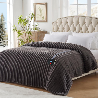 Electric Blanket Twin Size, Super Cozy Luxury Faux Fur & Sherpa Heated Blanket w-image