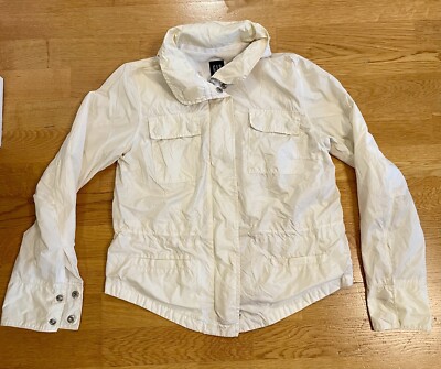 Vintage 90’s GAP Women's Off white 5 Pocket Rain Wind Jacket, Zip, String, SMALL-image