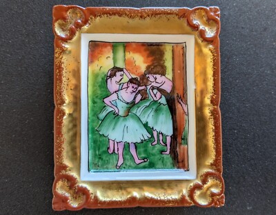 Rare Limoges France Peint Main Edgar Degas Rose et Vert Porcelain Trinket Box -image