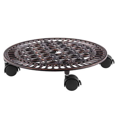 Better Homes & Gardens 14in Brown Cast Iron Plant Caddy..-image