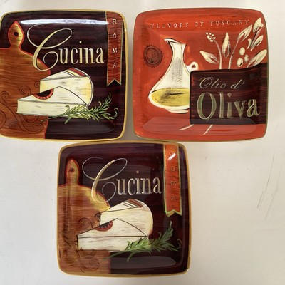 Pier 1 Imports Cucina Square Dessert Appetizer Plates Set of 3 & One 9” Plate-image