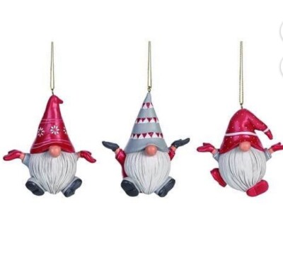 Transpac Imports Happy Christmas Gnome Ornaments (Set of 3) 🎄-image