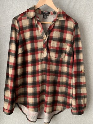 Papillon Womens Plaid Knit Top Sz Large Tunic Pullover Cozy Comfort-image