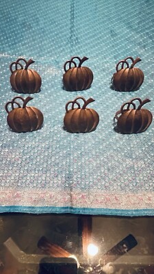 Design Imports Pumpkin Napkin Holders Cast Brass Metal Antique Copper Finish-image