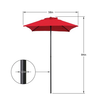 Mainstays 5'Square Red Patio Umbrella,Push-Up Function,Polyester, Rust Resistant-image