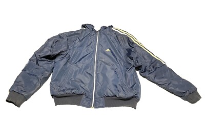 Vintage Adidas Y2K Reversible Track Jacket Navy/Gray Med. Windbreaker Sweatshirt-image