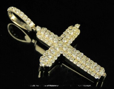 2.5Ct Round Cut VVS1/D Diamond Cross Pendant 14K Yellow Gold Over 18