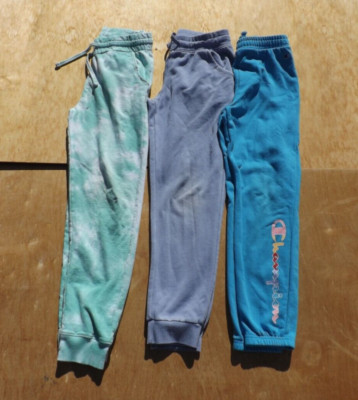 Size 10 Medium Girls Jogger Pants Set 3 Piece Set Green Purple & Blues-image