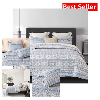 Durable King Size Quilt Set - Stylish Bohemian Design for Cozy Comfort-image