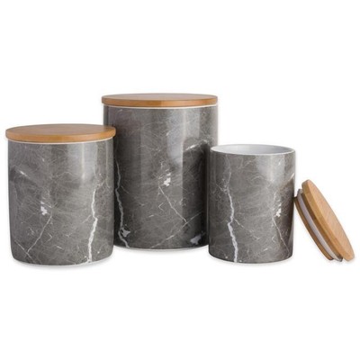 Design Imports CAMZ38971 Black Marble Ceramic Canister - Set of 3-image