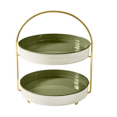 Better Homes & Gardens 2-Tone 2-Tier Serving Tray Stand - Green,2.72 lb-image