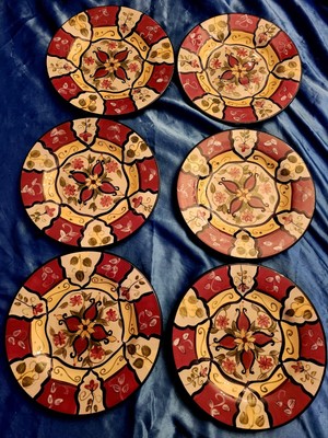 6 Pier 1 Earthenware Vallarta Red Yellow Blue Floral 9