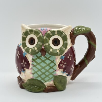Ollie The Owl Mug Pier 1 Imports 3D Hand Painted Dolomite Large Coffee Cup-image