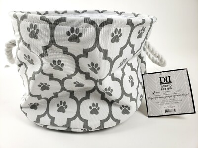 Design Imports DII Polyester Pet Bin Paw Print Round Small 9x12