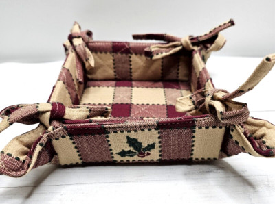 Christmas PARK IMPORTS & DESIGNS Folding Bread Basket COUNTRY 5 X 5 X 2” trinket-image