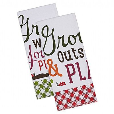 Kitchen Towels set 2 Design Imports Grow Printed Dishtowels 100% Cotton-image