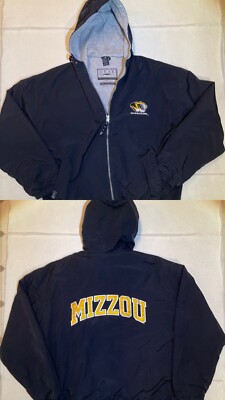 Vintage Mizzou Tigers Puffer Coat Hooded Missouri Men's Size M Retro College 90s-image