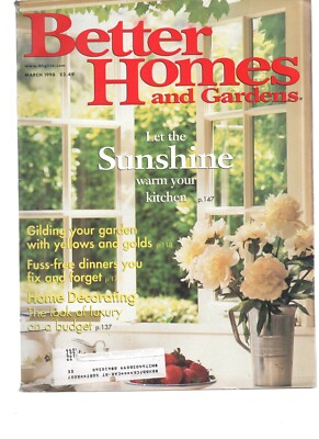 1998 MARCH BETTER HOMES & GARDENS MAGAZINE - SUNSHINE KITCHEN Gilding Garden-image