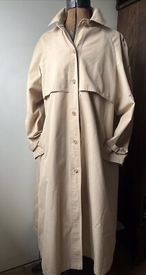 VTG London Fog Maincoats Trench Swing Raincoat Tan Button-Up SZ 12P-image