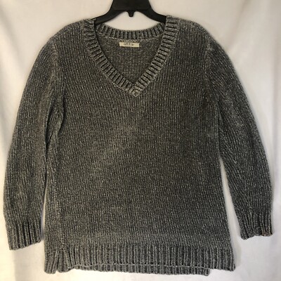 Orvis Womens Chenille V-Neck Sweater Gray Soft Cozy Long Sleeve, Size XL-image