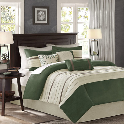 Cozy Comforter Set-Luxury Faux Suede Design, Striped Accent, All Season down Alt-image