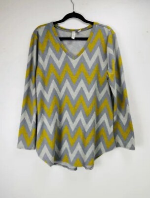 Women's XL Slouchy Herringbone Knit Pullover Sweater Long Sleeve Cozy Gray Boho-image