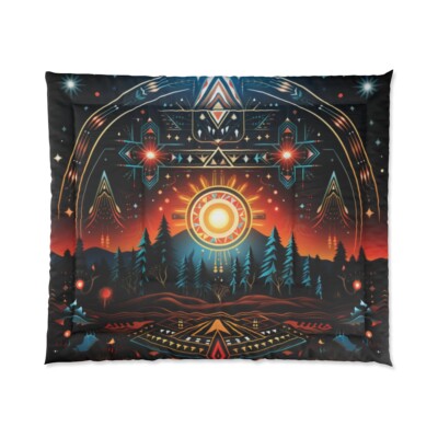 King Size Southwestern Aztec Comforter Home Decor Navajo Cabin Native American-image