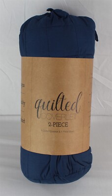 Gracie Oaks Mutluyaka Microfiber 2 Piece Coverlet Set - Navy - Twin-image