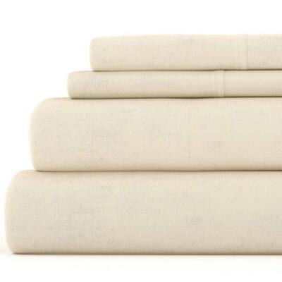 Becky Cameron Sheet Sets King Flannel Hypoallergenic Soft Imported Solid Ivory-image
