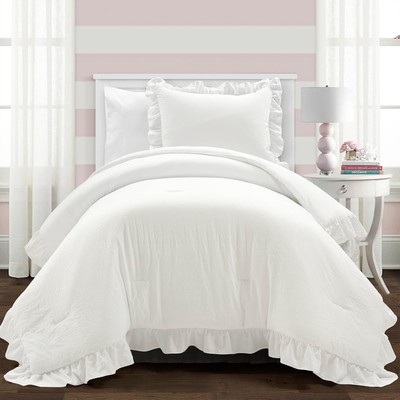 Reyna Ruffle Comforter Set - 2 Piece Cozy Ruffled Bedding Set - Timeless Eleganc-image