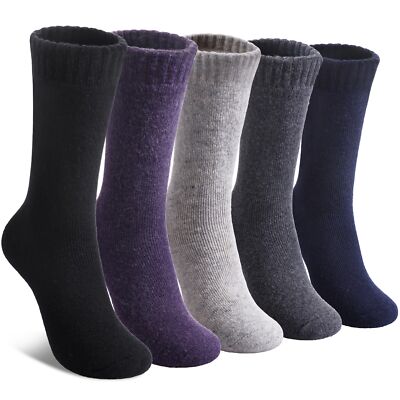 Women's Warm Hiking Wool Socks Thick Cozy Boot Socks 5 Pair Gift Pack-image