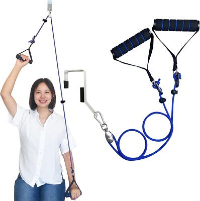 Shoulder Pulley for Physical Therapy and Rehab Over the Door Smooth Motion, Blue-image