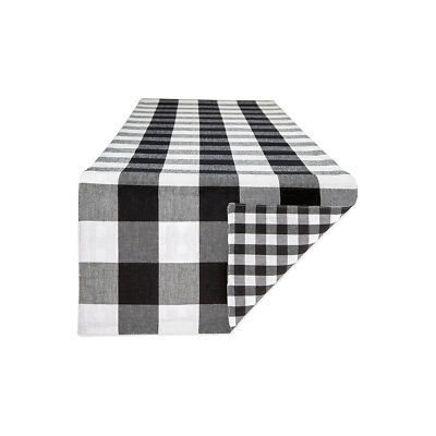 Design Imports Gingham Buffalo Check Table Runner - BLACK ONE SIZE-image