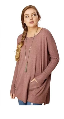 ALTARD STATE Size M/L Mauve Cozy Comfort Pullover Knit Sweater Front Pocket Top-image