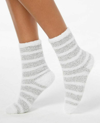 Charter Club Womens Size 9-11 Butter Super Soft Cozy Crew Socks Gray Striped $10-image