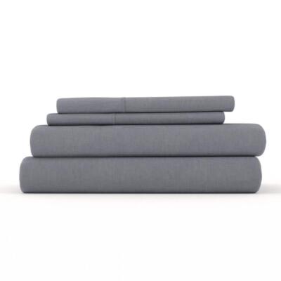 Becky Cameron King Bed Sheet Set 250-Thread Count Soft Solid Color Gray 4-Piece-image