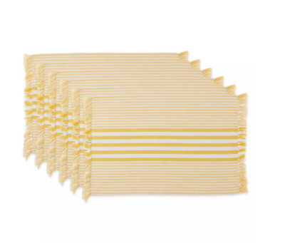 DESIGN IMPORTS YELLOW PLACEMAT W/ FRINGE 100% COTTON 13