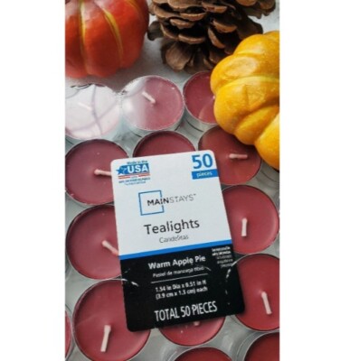 Mainstays Tea light- Warm Apple (50 Count) New, Sealed Package-image