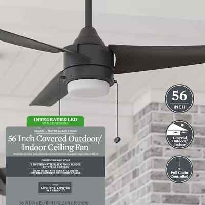 Indoor Outdoor Black Ceiling Fan 56