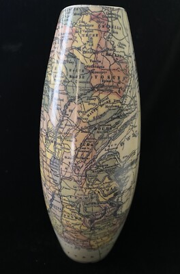 Vintage Porcelain Vase - Map of France - by 3-G Imports - Unique Design -image