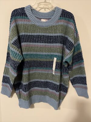 SO Womens Large Green Oversized Pullover Knitted Type Cozy Sweater NWT! A3507-image