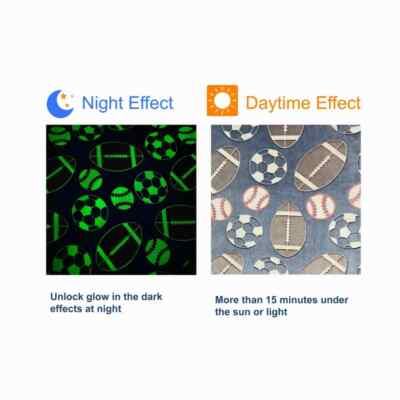 Printed Flannel GLOW IN THE DARK, SPORTS,Foot-Baseball, Cozy Soft Blanket #18-image